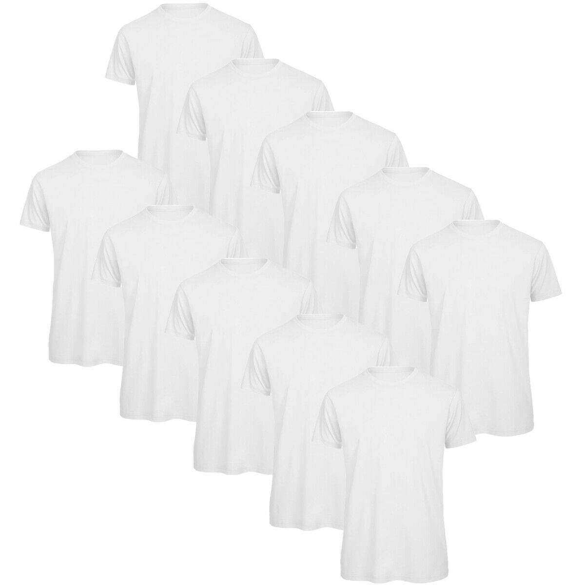 Mens Crew Neck Tee 100% Cotton 5 or 10 Pack Plain T Shirt