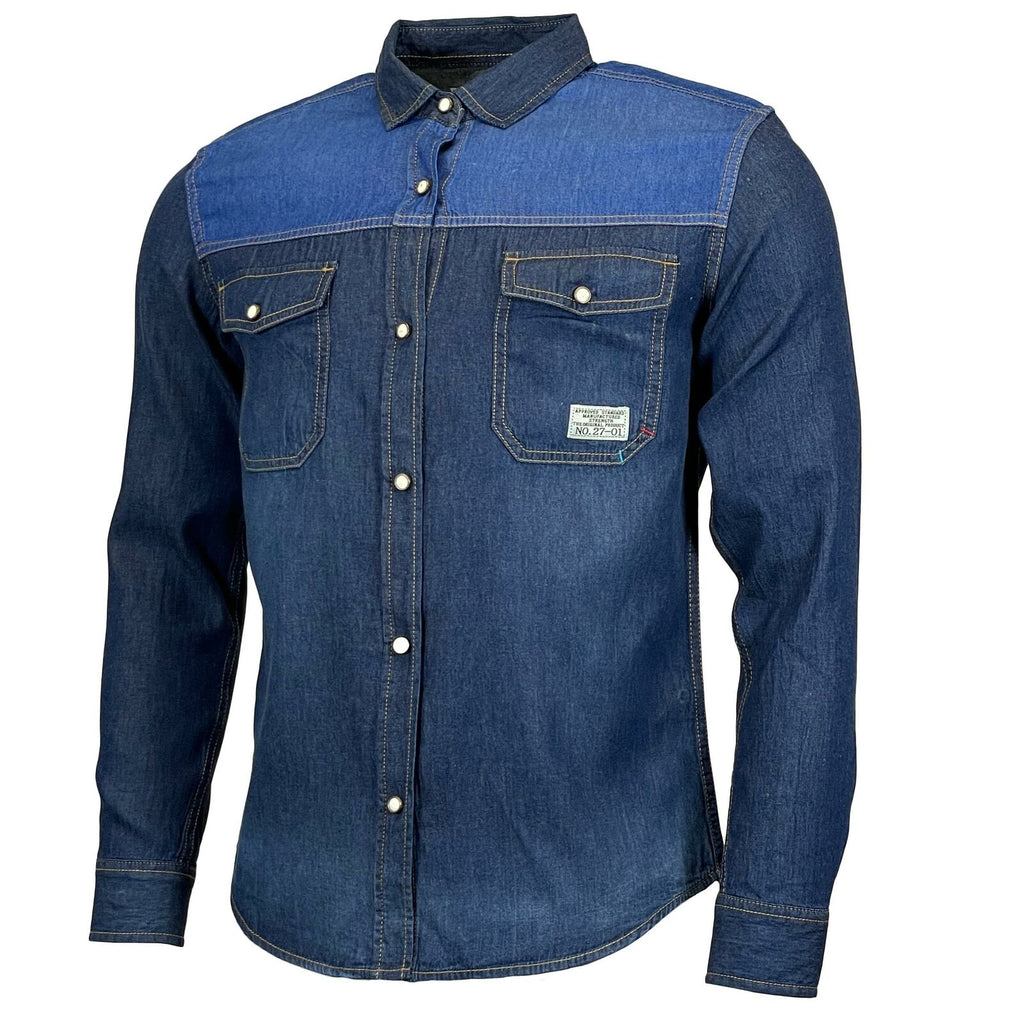 Mens Long Sleeved Contrast Denim Shirt