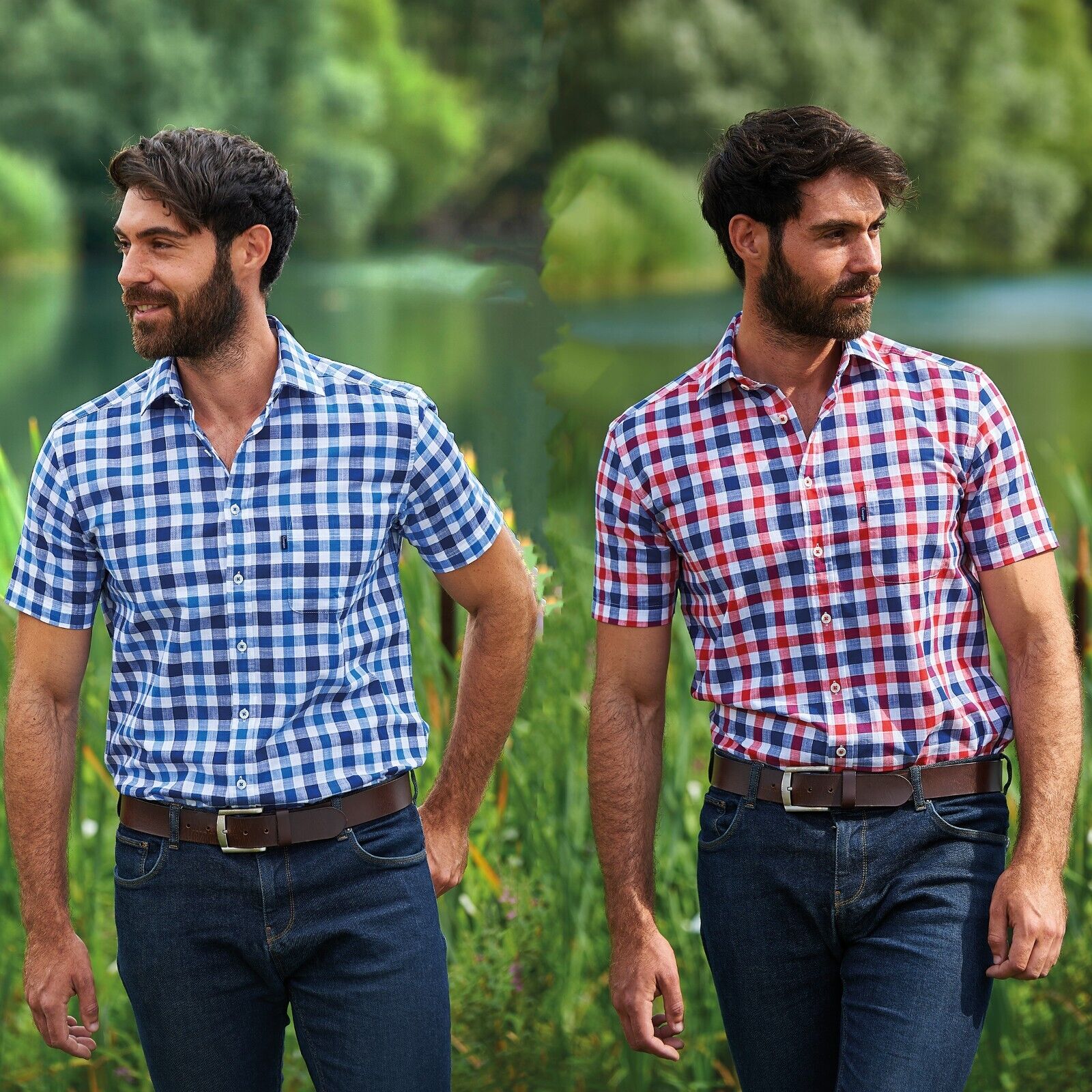 Mens Short Sleeve Holkham Countrywear Check-Shirt
