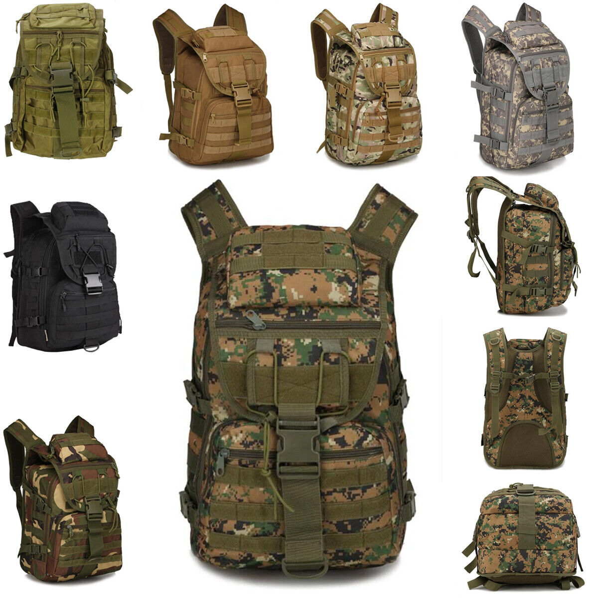 40L Tactical Backpack Camping Bags Waterproof Molle Camping Backpack Military