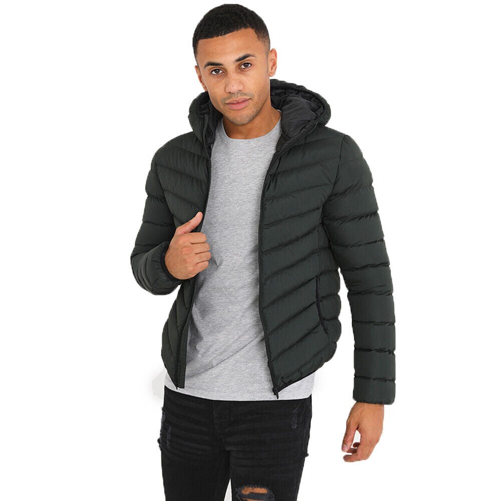 Mens Grant Padded Hooded Jacket with Elasticated Trims