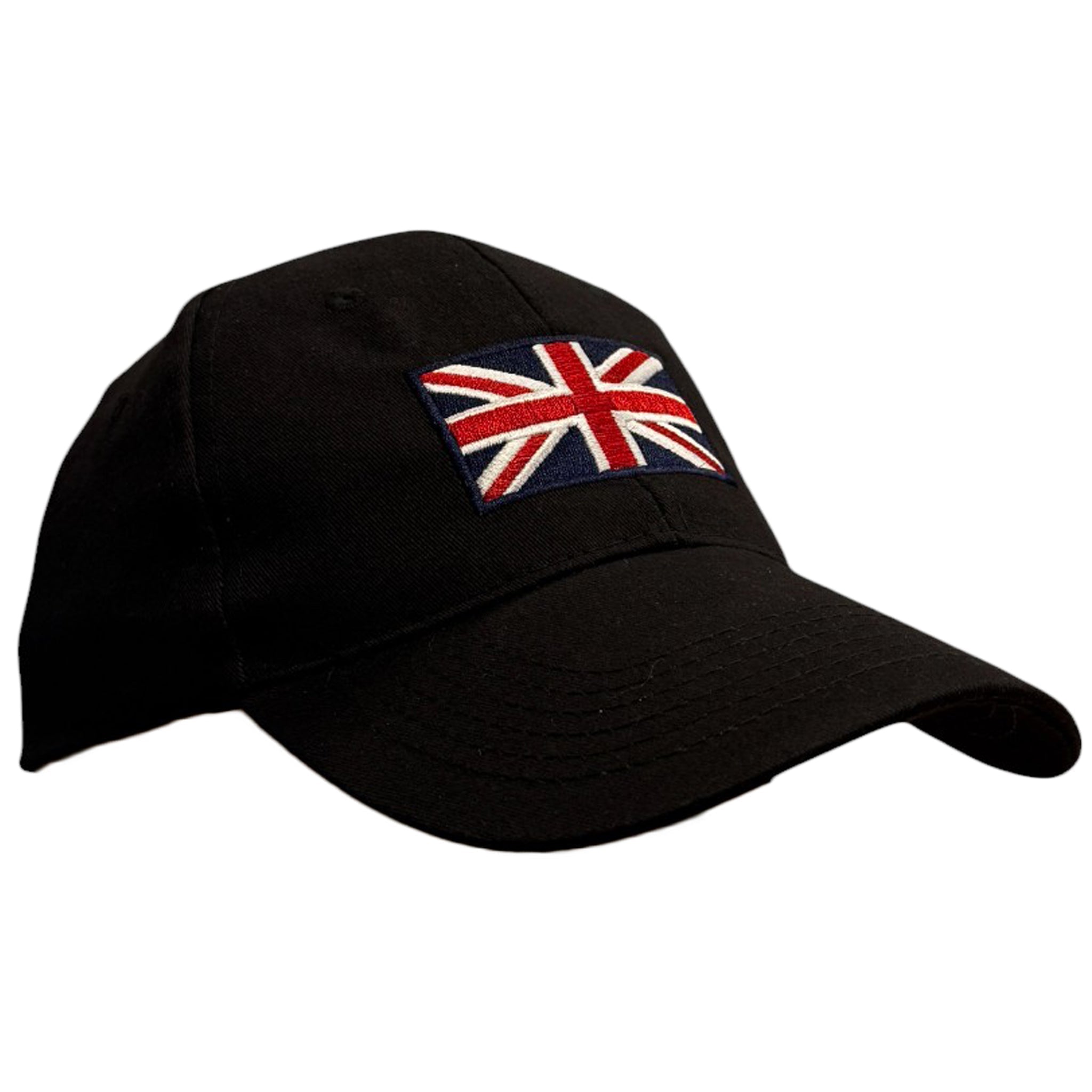 Adults Cotton Baseball Cap with Embroidered Union Jack Emblem