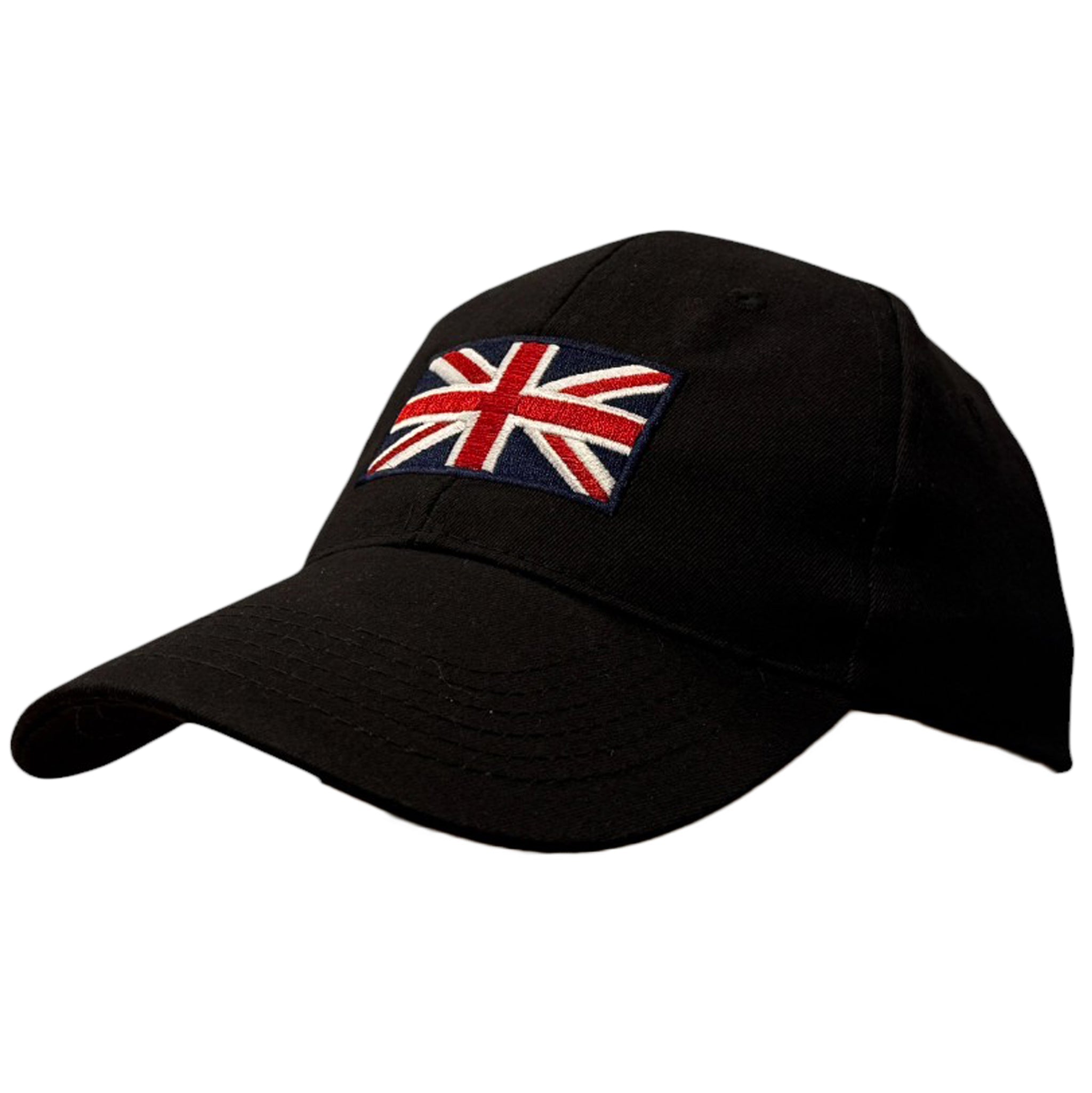 Adults Cotton Baseball Cap with Embroidered Union Jack Emblem