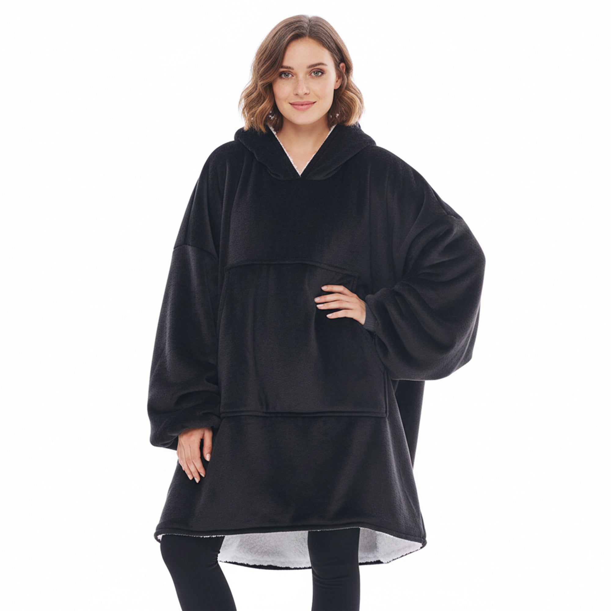 Adults Comfy Oversized Sherpa Fleece Lined Blanket Hoodie