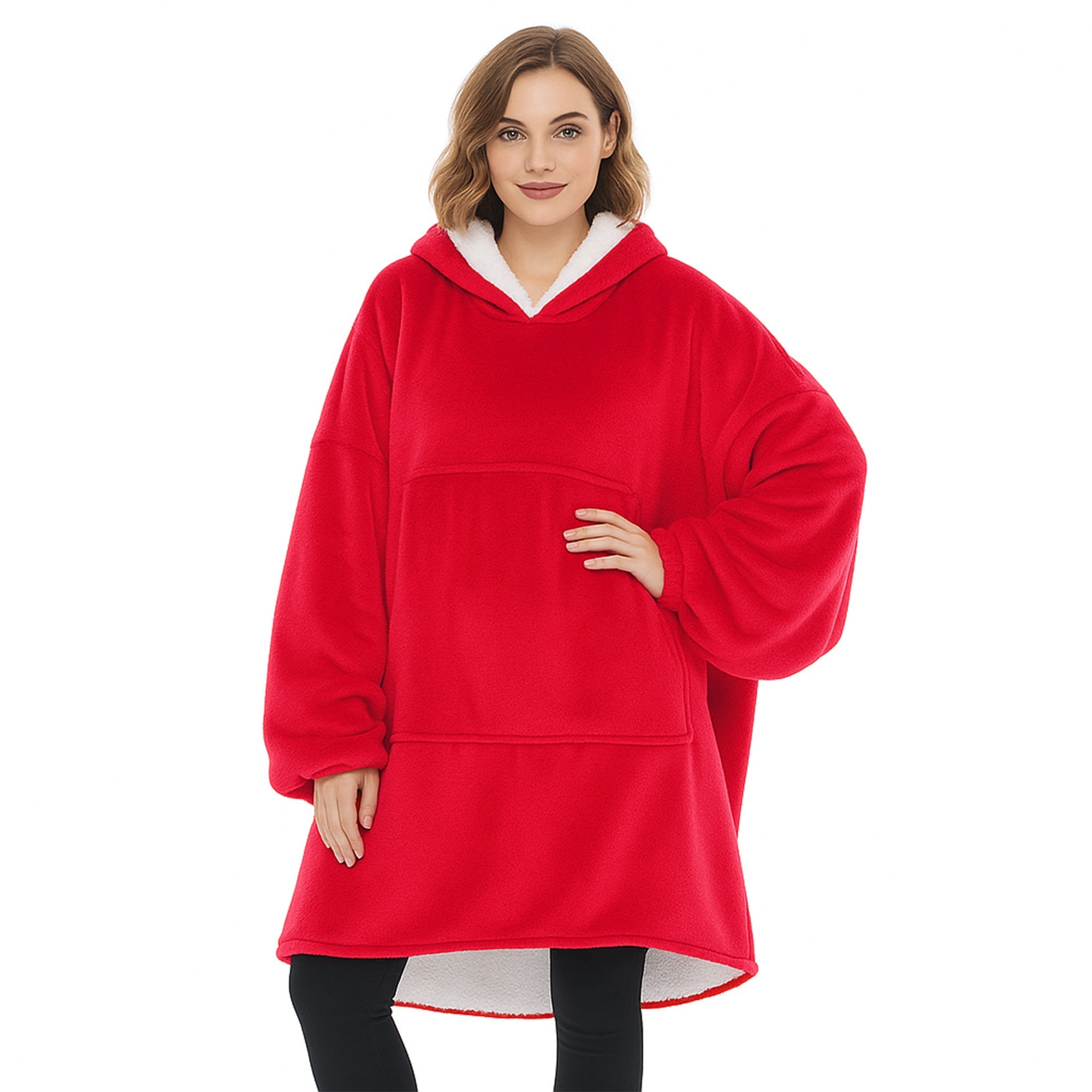 Adults Comfy Oversized Sherpa Fleece Lined Blanket Hoodie