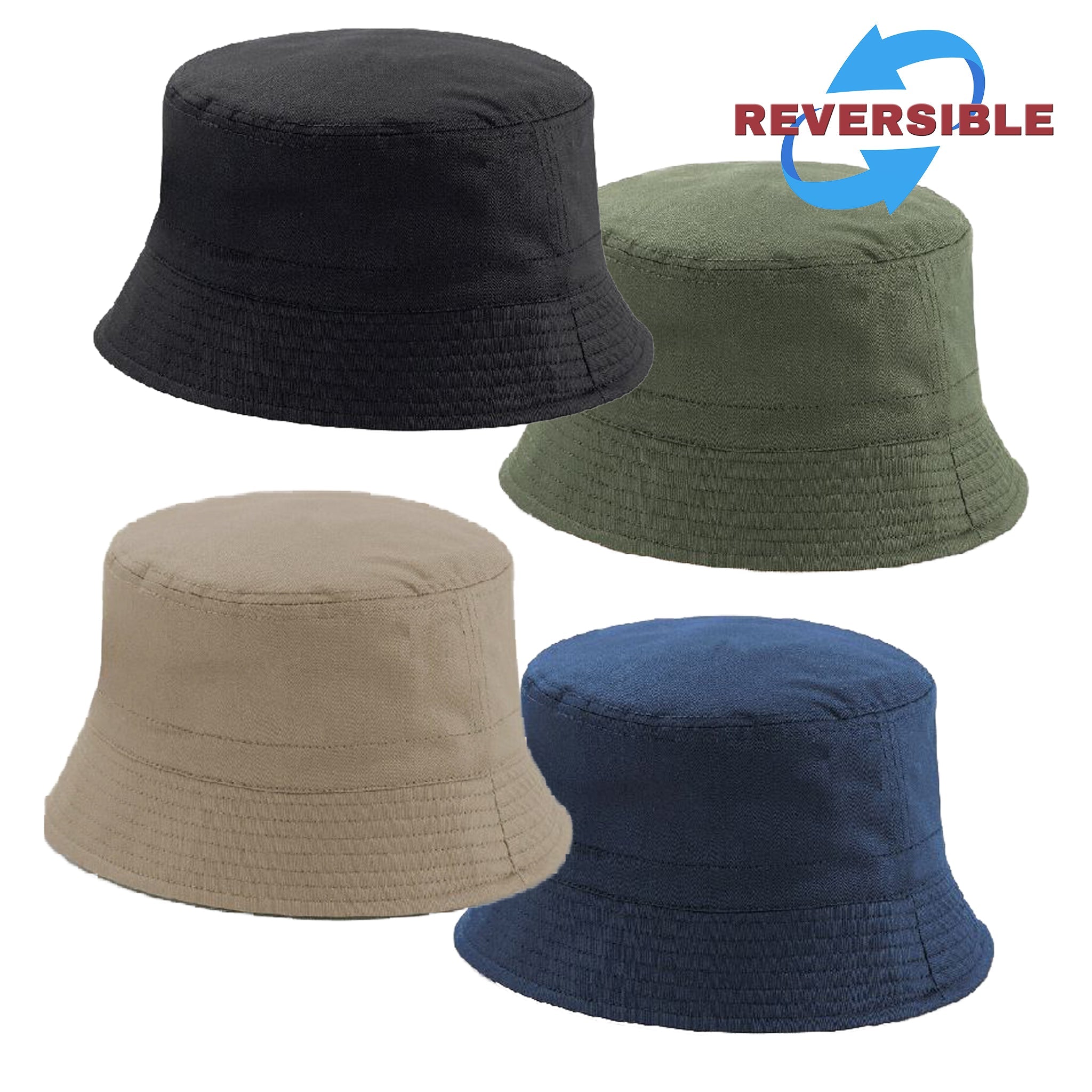 Adults Cotton Reversible Bucket Hat Summer Fishing Safari Sun Hat