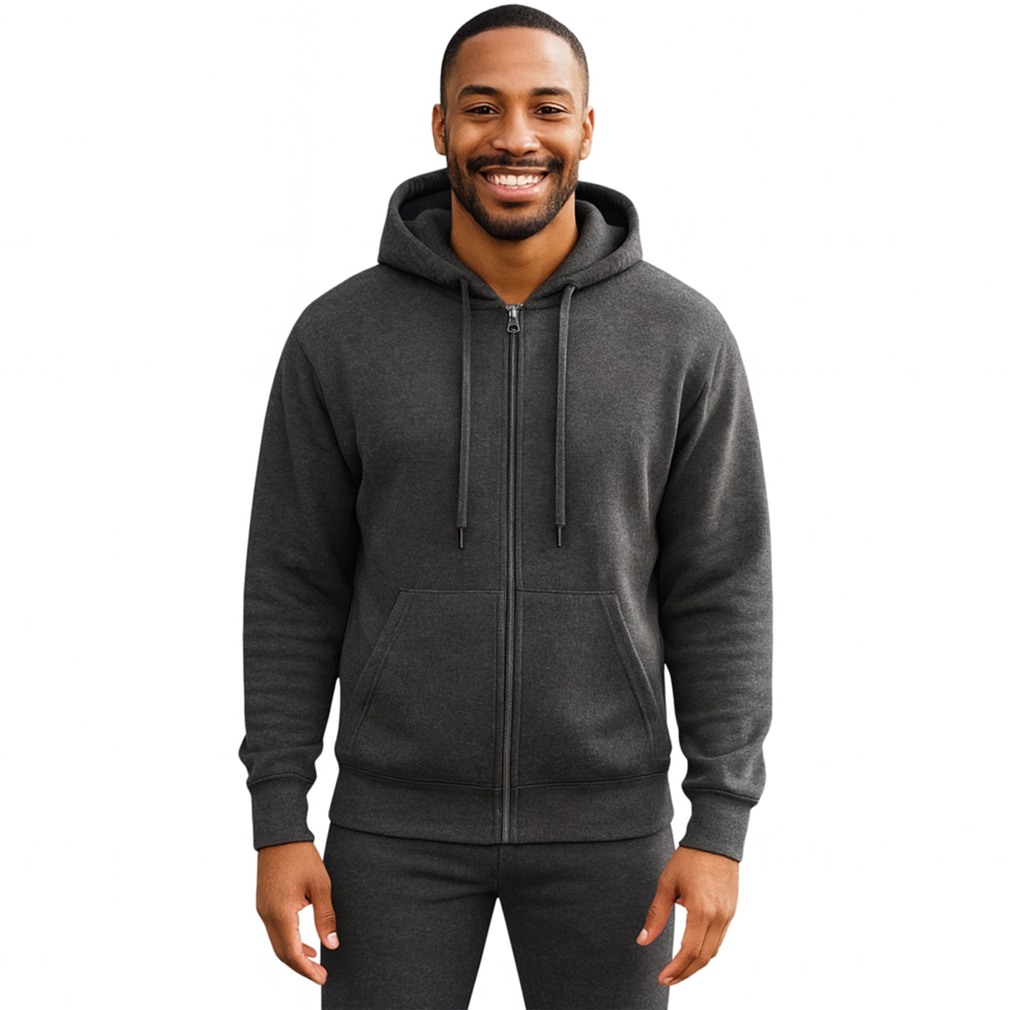 Men’s Plain Zip Hoodie – Fleece Lined, Casual Full Zip Sweatshirt with Hood
