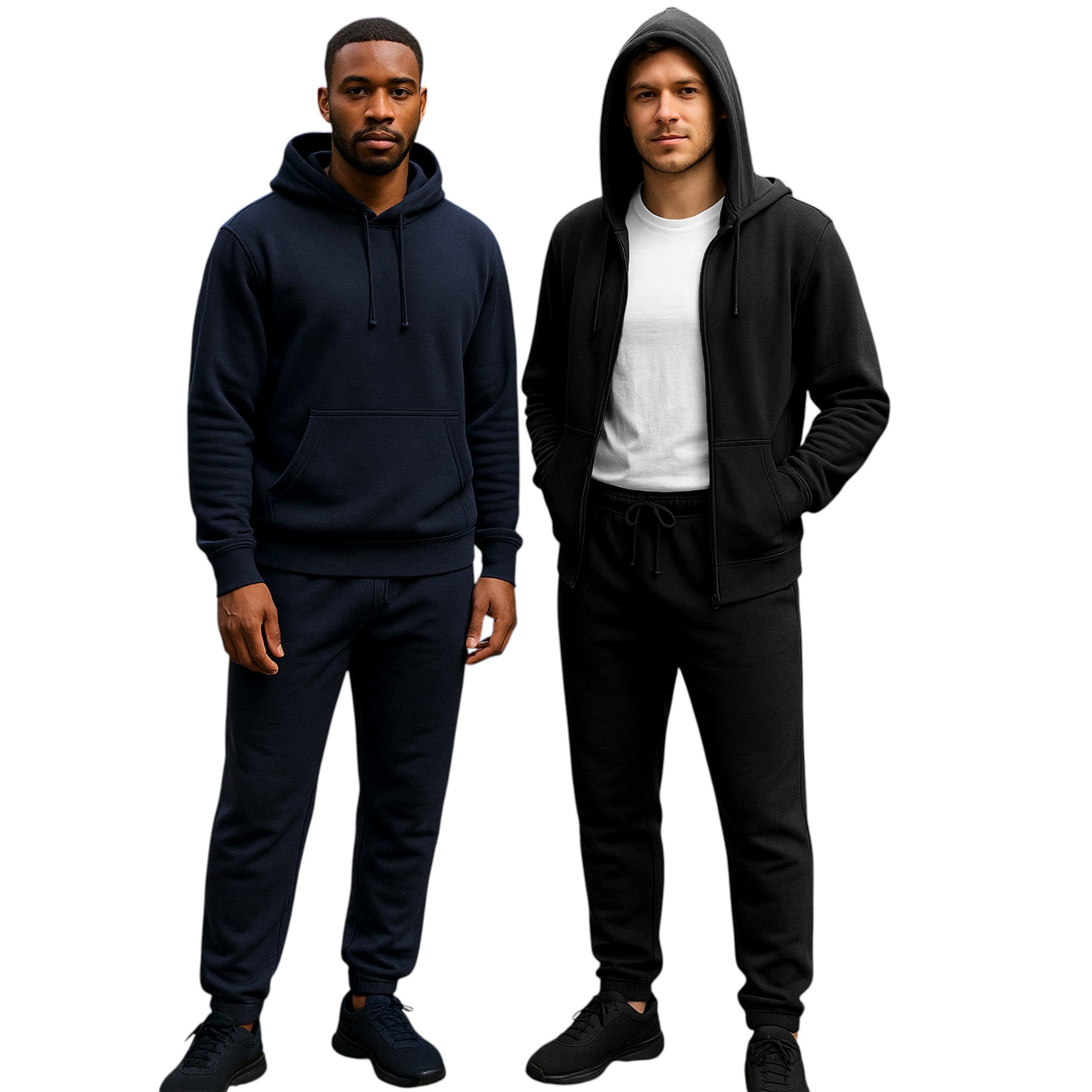 Men’s Plain Zip Hoodie – Fleece Lined, Casual Full Zip Sweatshirt with Hood