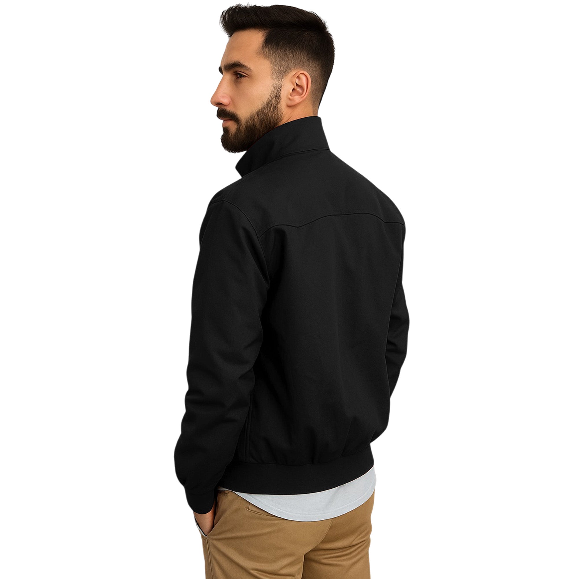 Mens Vintage Harrington Bomber Jacket with Tartan Lining