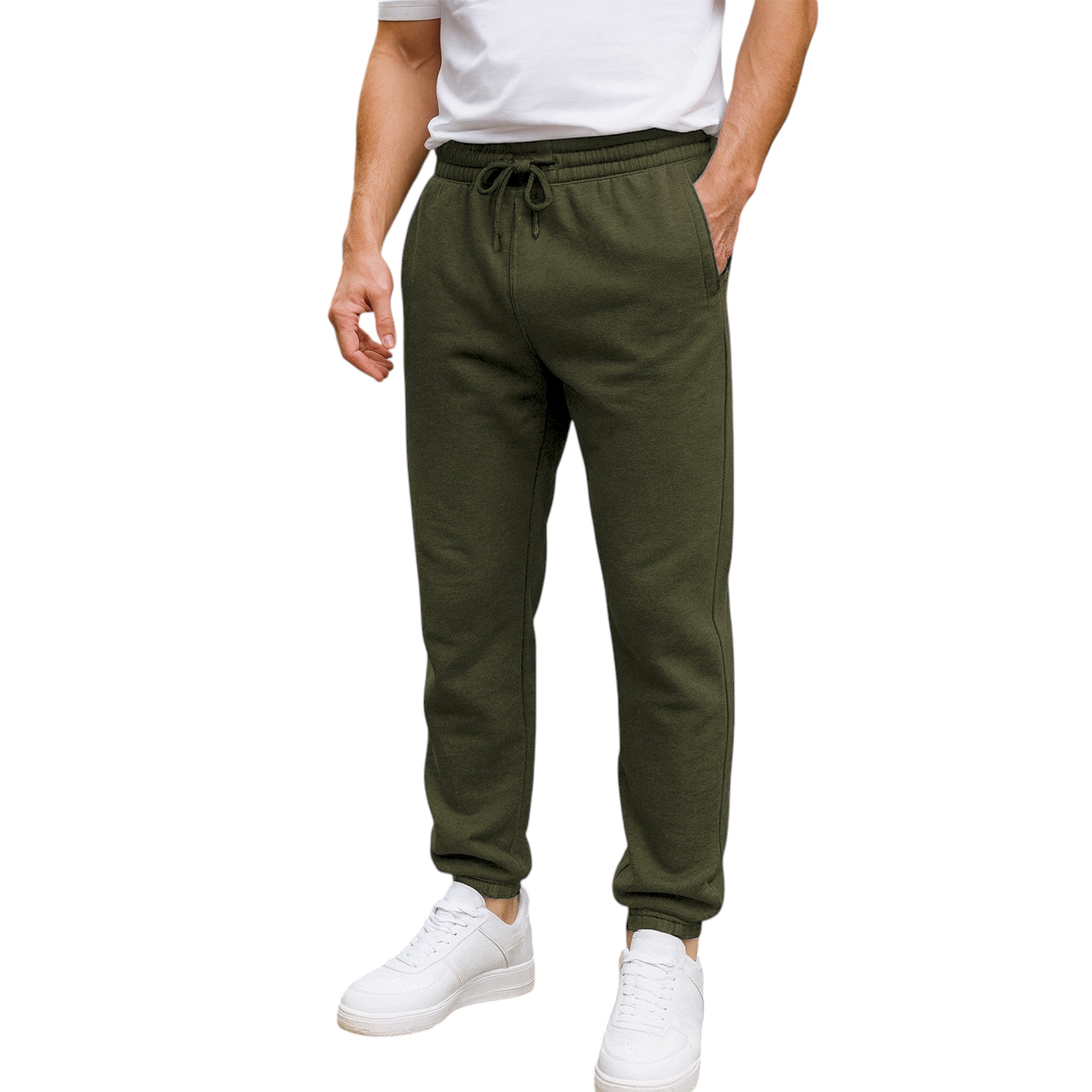 Men’s Plain Jogging Bottoms – Fleece Tracksuit Pants with Zipped Pockets
