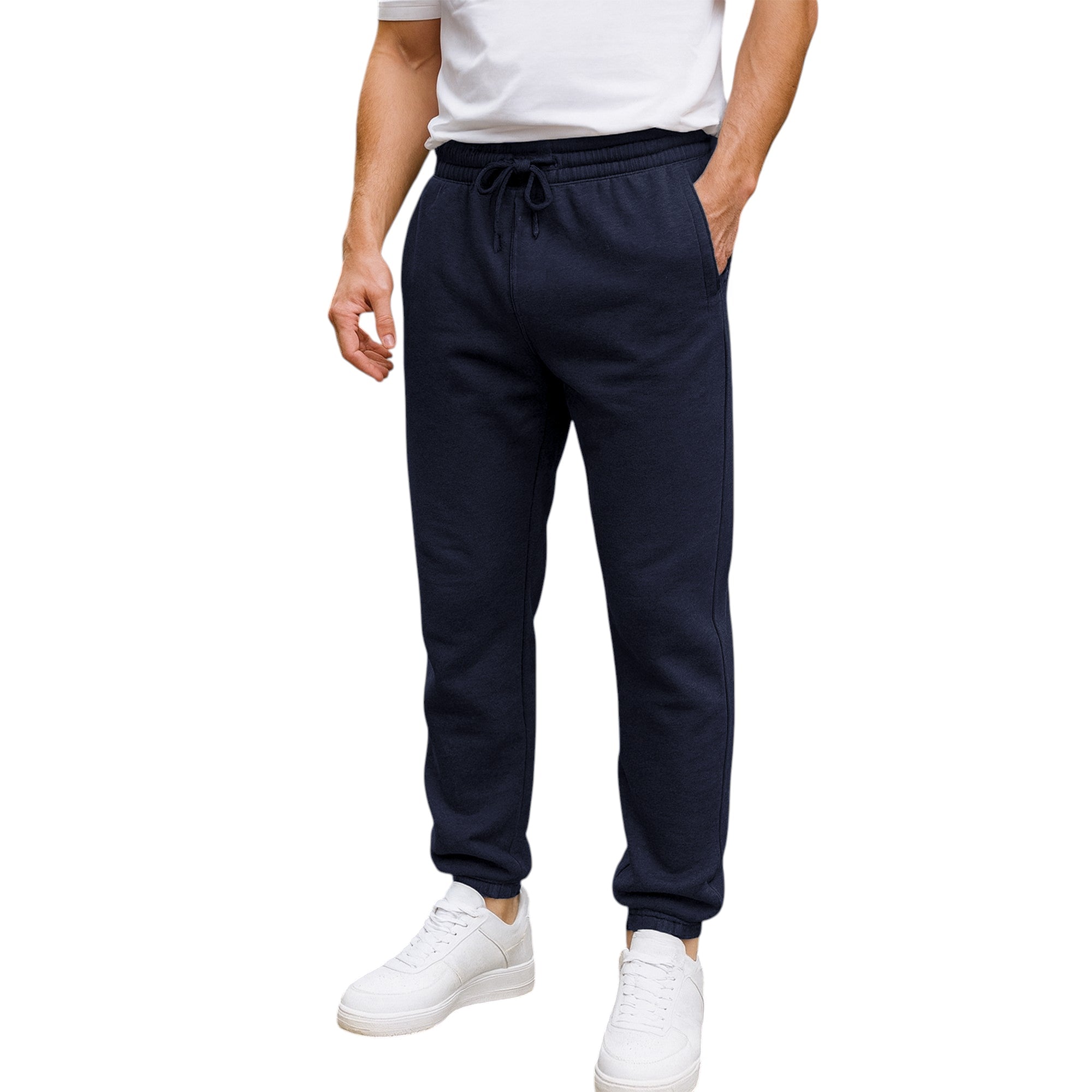 Men’s Plain Jogging Bottoms – Fleece Tracksuit Pants with Zipped Pockets